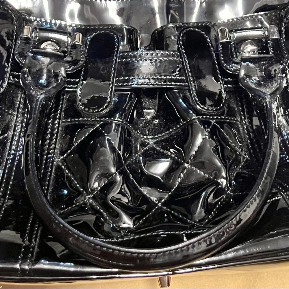 RARE Burberry Prorsum Black Patent Leather Quilted Beaton Check Hobo handbag - Picture 11 of 16